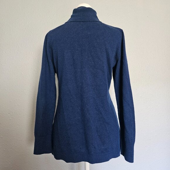 Nordstrom Collection 100% Cashmere Women's Turtleneck Sweater SZ Medium Blue - Picture 4 of 9